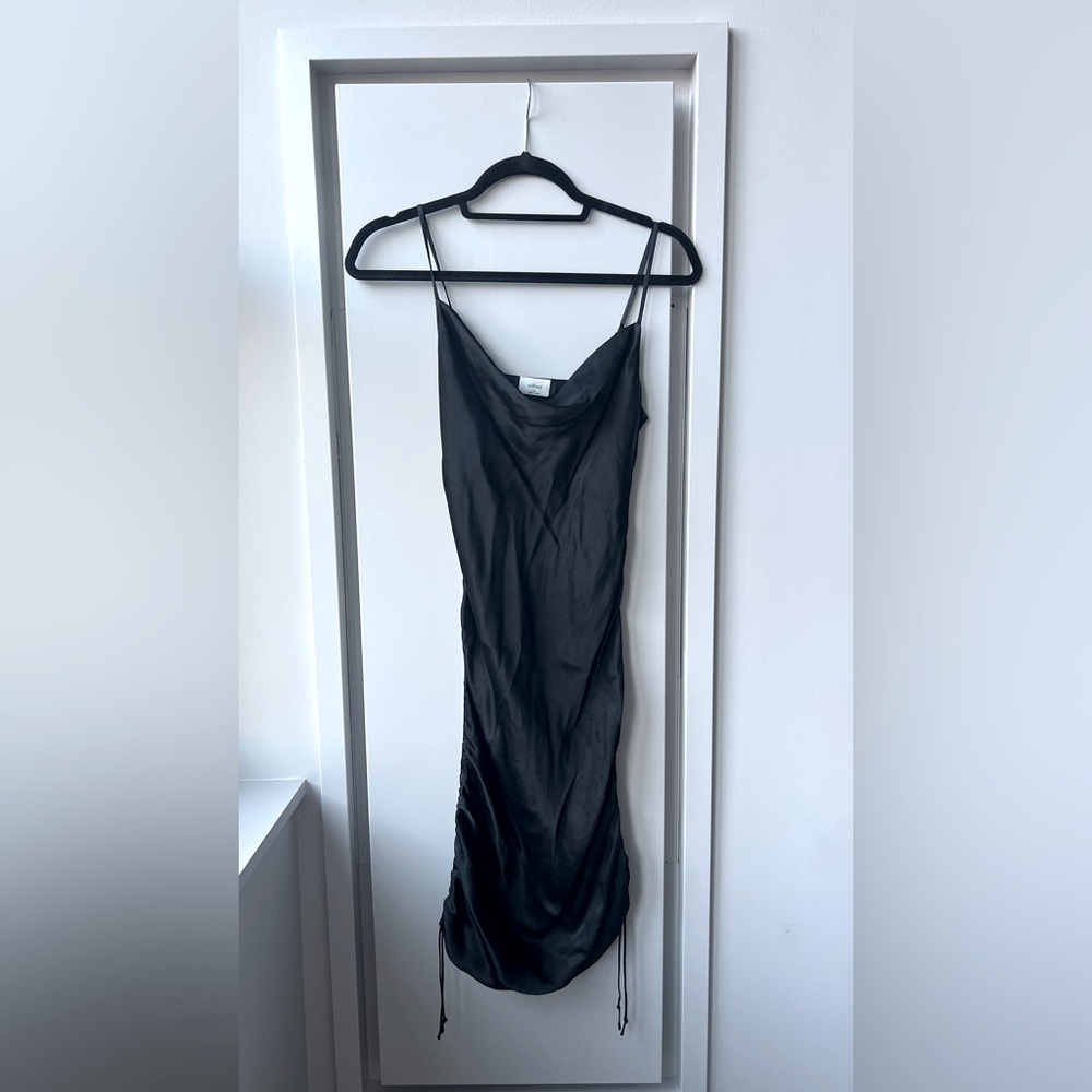 Wilfred black XXS silk ruched dress